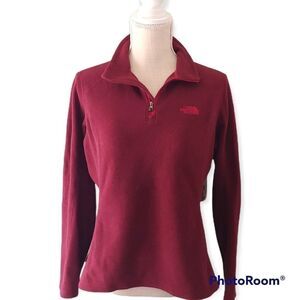 The North Face Barolo Red glacier quarter zip fitted pullover fleece sweatshirt